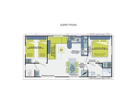 MOBILHOME 5 personas - MH2 PREMIUM, con instalaciones sanitarias