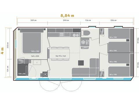 MOBILHOME 6 personas - Casa móvil Comfort - 3 habitaciones