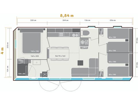 Mobilheim 6 Personen - Mobilheim Confort - 3 Zimmer