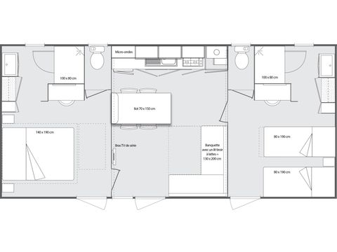 CASA MOBILE 4 persone - Casa mobile Prestige SPA - 2 camere da letto di cui 1 suite matrimoniale - biancheria da letto, asciugamani e barbecue