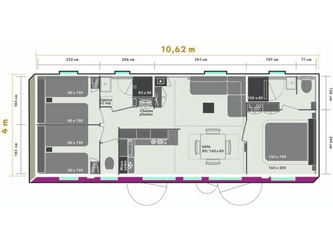 MOBILHOME 6 personas - Mobil home Prestige SPA - 3 habitaciones de las cuales 1 suite principal - sábanas, toallas y plancha