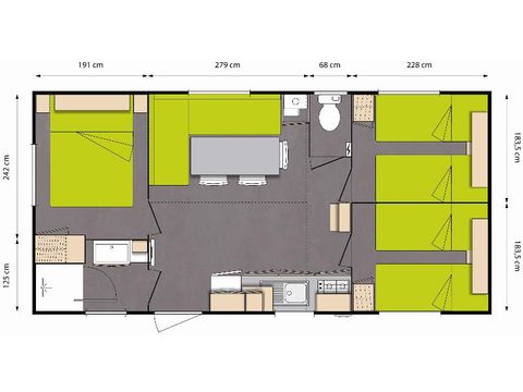 MOBILHOME 6 personnes - MOBIL-HOME 3 chambres en DIMANCHE (Juillet/Août)