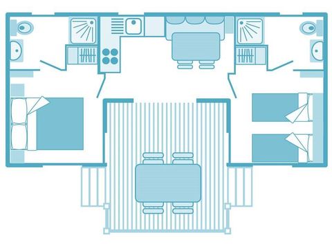 Stacaravan 4 personen - PATIO 2012, 2 SLAAPKAMERS + 2 BADKAMERS