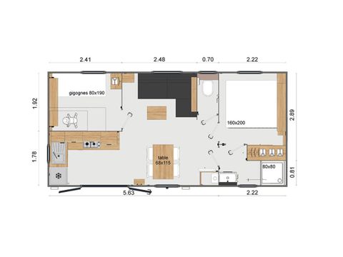 MOBILE HOME 4 people - Premium (2019)-2 bedrooms-large living room TV, dining room, kitchen-large terrace-free WIFI