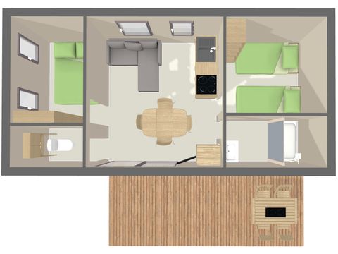 MOBILHEIM 4 Personen -  CONFORT 33 m² (2 Zimmer) + Terrasse + TV