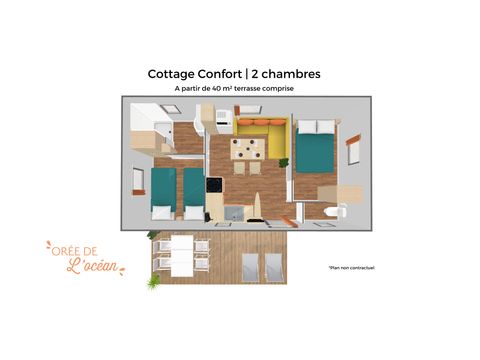 MOBILHOME 4 personnes - Cottage Confort 2 chambres