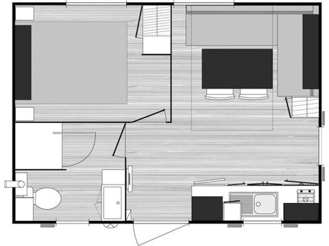 MOBILHOME 3 personnes - A - Mobile-home 1 ch. Confort - SAMEDI 2/3 pers. 