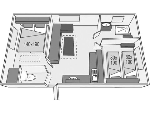 MOBILHOME 4 personnes - B - Mobile-home 2 ch. Confort - SAMEDI 4 pers.