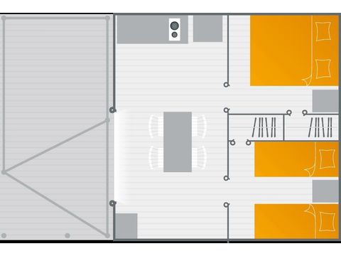 SAFARIZELT 4 Personen - Lodge-Zelt 2 Zimmer mit Holzterrasse 26m²