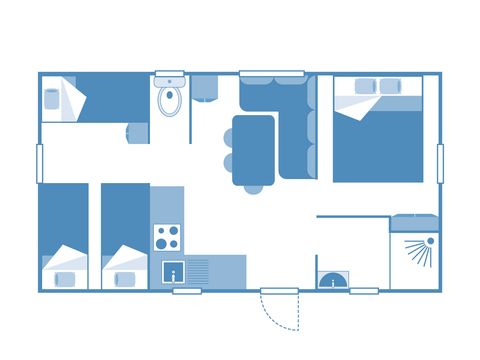 MOBILHOME 5 personnes - COTTAGE 5p 2ch ***