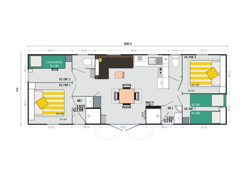 MOBILHOME 8 personnes - EDEN Resort - 4 chambres 2sdb 8 Pers