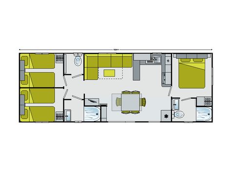 MOBILHOME 6 personnes - Mobil Home Premium 41m2 (3ch-6pers) + 2 salles de bains + clim 