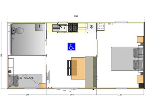 MOBILHOME 4 personas - 2 habitaciones - Movilidad reducida