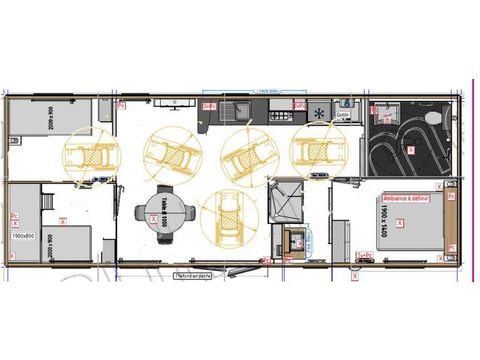 MOBILHOME 5 personnes - Mobil-home PMR Berric PREMIUM (3 chambres) 44m² + terrasse couverte 18m²+ TV + lave vaisselle