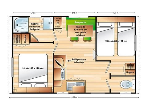 MOBILHOME 4 personas - CLASSIC 22-2 - max 4 adultos - TV, 2 habitaciones, 22m aprox.