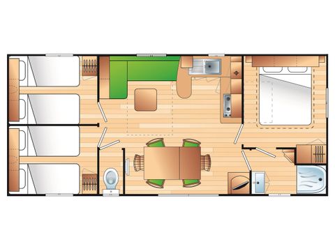 Stacaravan 8 personen - CLASSIC35-3 - max. 6 volwassenen - TV, 3 slaapkamers, ca. 35m