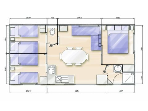 MOBILE HOME 6 people - Standard 32m² (3 bedrooms) + uncovered terrace 10m² + TV