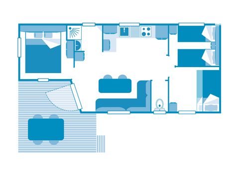 MOBILHOME 6 personnes - COTTAGE 6p 3ch ***