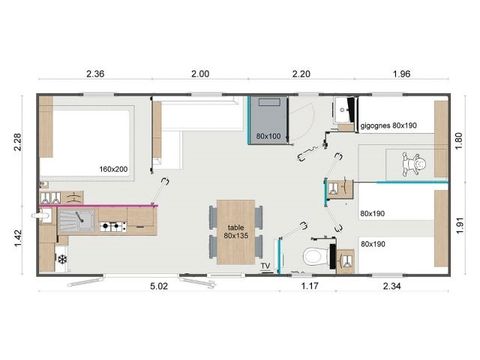 MOBILE HOME 6 people - Familia (3 Bedrooms)