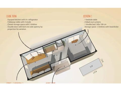 CANVAS BUNGALOW 4 people - COCO SWEET - Without sanitary facilities