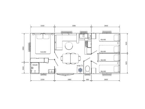 MOBILE HOME 6 people - Comfort 3 bedroom mobile home -TV