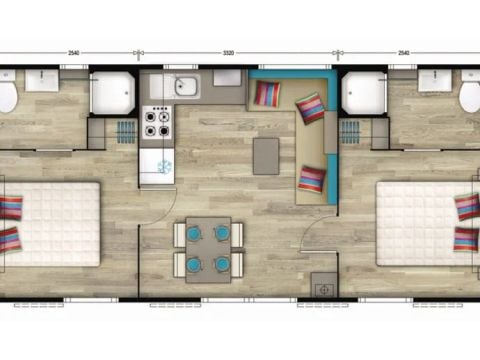 CASA MOBILE 4 persone - Premium | 2 Camere da letto | 4 Persone | Terrazza rialzata | Aria condizionata | TV